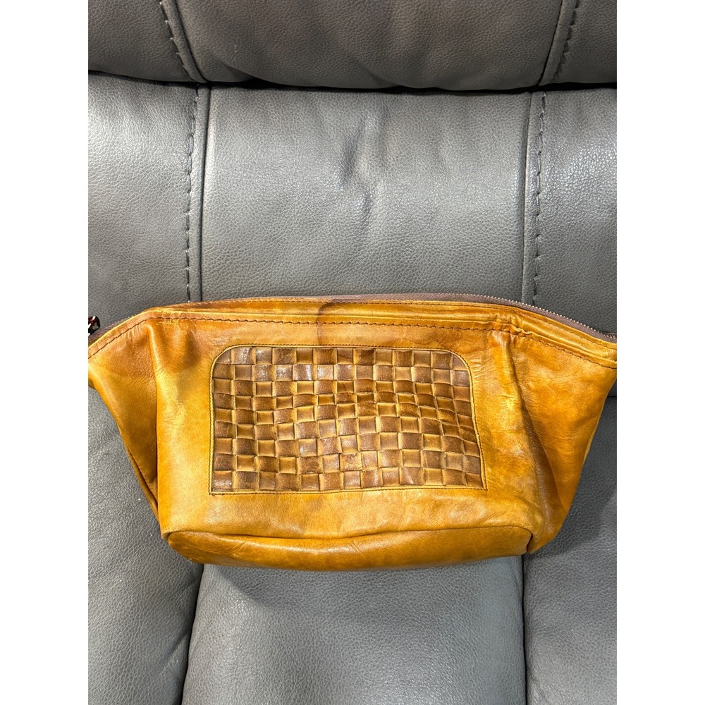 Tex Tan Handcrafted Leather Toiletry Bag Tan Woven Basketweave Dopp Kit 9322T